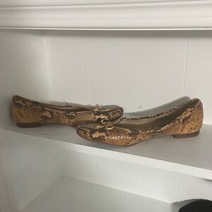 Sam Edelman Tan Snake-Print Ballet Flats